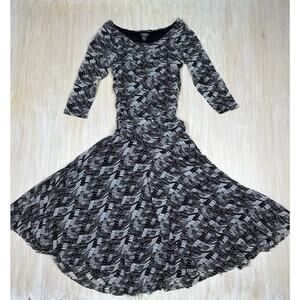 Kenneth Cole Reaction Abstract Print Black White Ruched Artistic Office Dress 8